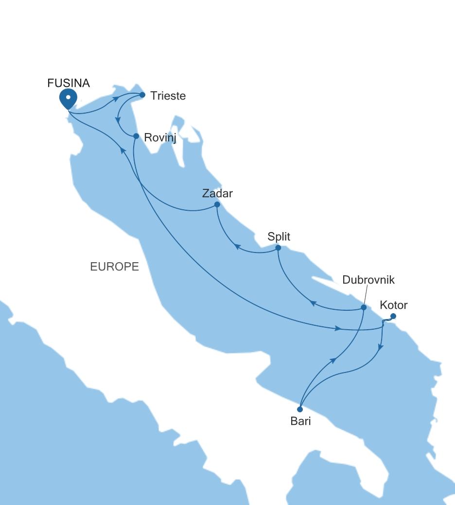 Carte de l’itinéraire Silver Spirit, Fusina (Venise) → Fusina (Venise)