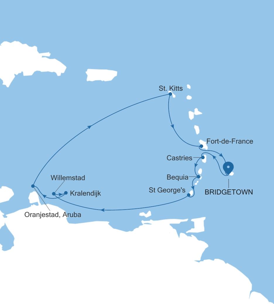Carte de l’itinéraire Silver Spirit, Bridgetown → Bridgetown
