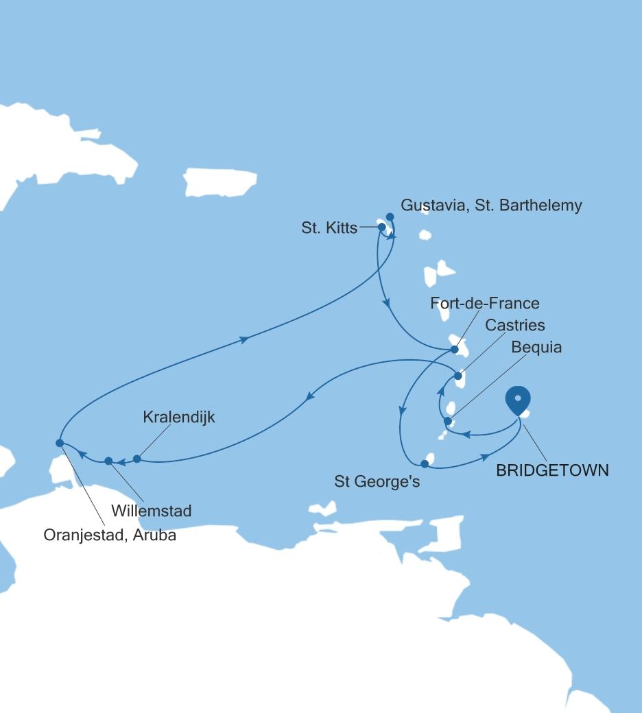 Carte de l’itinéraire Silver Spirit, Bridgetown → Bridgetown