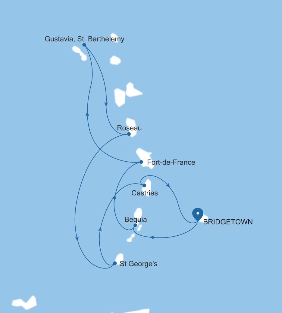 Carte de l’itinéraire Silver Spirit, Bridgetown → Bridgetown