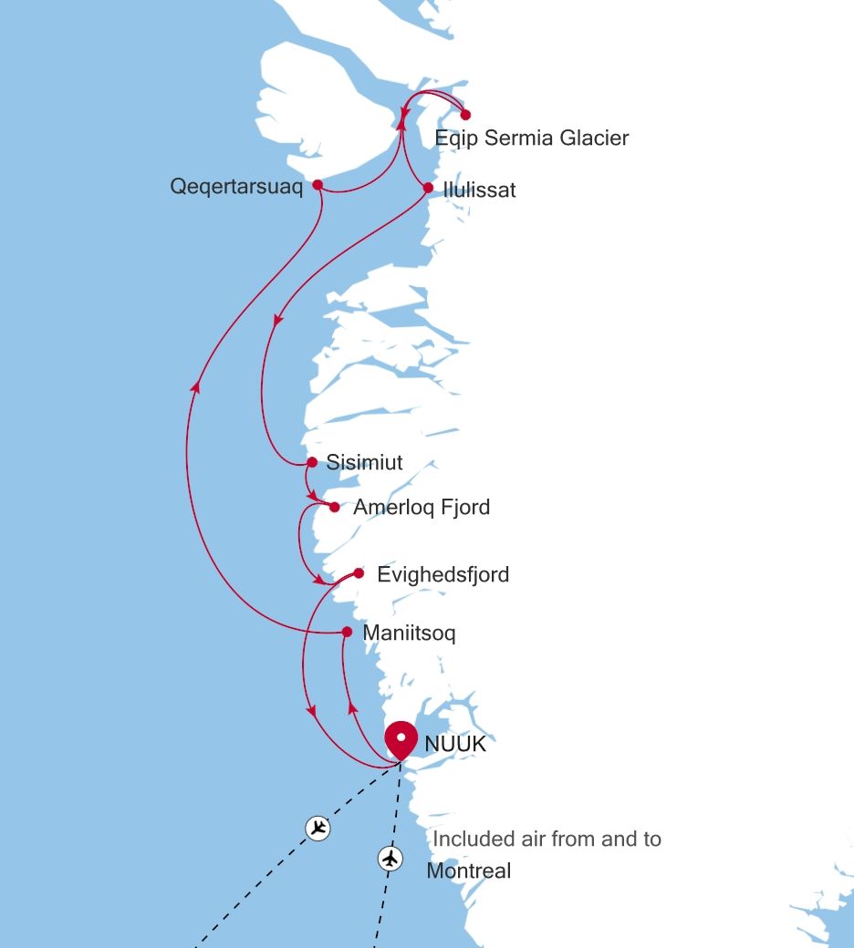 Carte de l’itinéraire Silver Wind, Nuuk (Godthab) → Nuuk (Godthab)