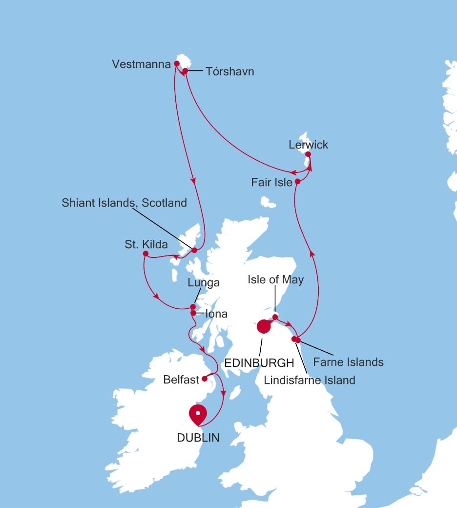 Carte de l’itinéraire Silver Wind, Edinburgh (Leith) → Dublin