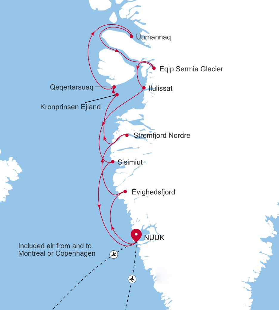 Carte de l’itinéraire Silver Wind, Nuuk (Godthab) → Nuuk (Godthab)